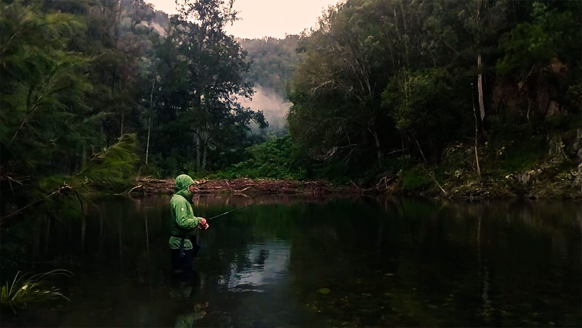 Jeremy wade fishing in remote river for Australian bass